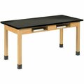 Diversified Spaces Table, w/Compartments, Phenolic, WoodLegs, 60inx24inx30in, Oak/BK DVWC7604K30N